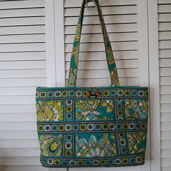 Vera Bradley Medium Blue & Cream Shoulder Bag - Picture 1 of 8